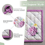 Maison d' Hermine Pot Holders Set 100% Cotton Heat Resistant Potholders 8" x 8" Hot Pads with Loop BBQ, Cooking, Baking, Grilling, Kitchen, Handling Hot Pans Spring/Summer (Pack of 2, Pivoine)