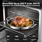 14 Inch Paella Pan with Lid, Ceramic Nonstick & Stainless Steel Induction Ready, 12-Serving Large Skillet, Oven Safe 550°F for Paella, Searing, Frying (Family Gathering & Outdoor Cooking)