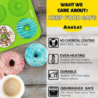 Anaeat 2 Pack Donut Pan Silicone Baking Mold, Just Pop Out! Non-Stick Doughnuts Baking Pans BPA Free for 6 Full-Size Donuts, Muffins, Cake Biscuit Bagels - Easy Clean, Oven, Dishwasher Safe (Green)