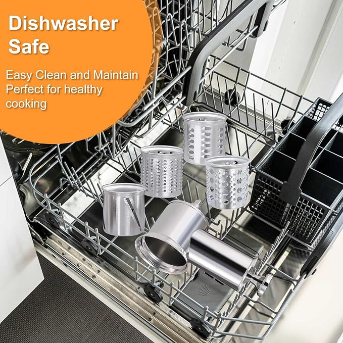 Large Stainless Steel Slicer Shredder Attachment for KitchenAid Mixers,Dishwasher Safe Vegetable Cheese Grater Accessories with 4 Cutting Blades by KINGEAGLE