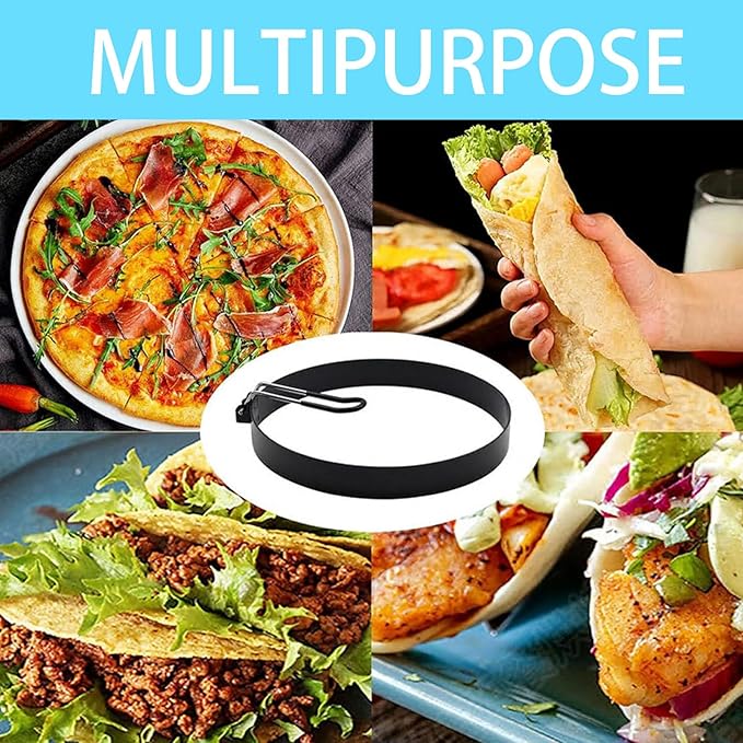 Pancake Mold, 2 Pack 8 Inch Large Stainless Steel Egg Rings With Oil Brush, Nonstick Round Griddle With Handle for Frying Eggs, Muffins, Sandwich, Burger, Burrito, Tacos, Breakfast
