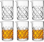 Dandat Cocktail Mixing Glass Crystal Stirring Glass Thick Bottom Seamless Cocktail Pitcher for Home Bartender Bar Whiskey Martini Drink Shaker Accessories (6 Pcs,24 oz)
