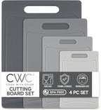 COOK WITH COLOR Non-Slip Cutting Board Set – Kitchen Essentials with Easy Grip Handle for Meat, Veggies, and Fruits, 4 Cutting Boards, Gray-New