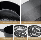 Wood Stove Steamer Humidifier 2.5 Quart with Decorative Wolf Pattern, Cast Iron Steamer for Wood Stove Rust Resistant Matte Black