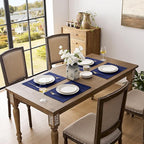 Romanstile Cloth Placemats Set of 6-12 x 18 Inch, Heat Resistant Double Layered Thickened Burlap Place Mats, Washable Faux Linen Farmhouse Table Mats for Kitchen/Dining/Party/Outdoor, Navy Blue