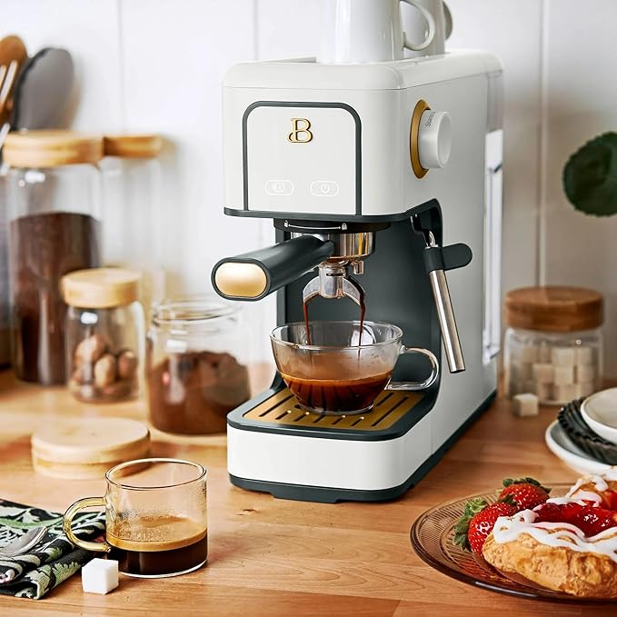 Beautiful 20-Bar Slim Espresso Machine | Single & Double Shot Programmable Brewing, Compact 4.7-in Width, Stainless Cup Warmer, Auto Shut-Off, 50 oz Tank