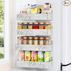 Magnetic Spice Rack for Refrigerator, Kitchen Organizer and Storage Shelf, Wood White(4 Pack)