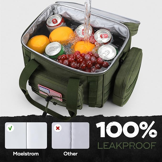 Maelstrom Tactical Lunch Box, 23 L Insulated Lunch Bag for Men, Expandable Double Deck Lunch Cooler Bag,Large Leakproof Soft Lunch Tote with Detachable MOLLE Bags, for Adult Women Work,Picnic