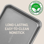 NutriChef 2-Piece Nonstick Stackable Cookie Sheets - Heavy Duty, Non-Toxic Carbon Steel Bakeware Trays, Easy Clean, Warp-Resistant, Large & Medium Sizes - Dishwasher Safe - Gray