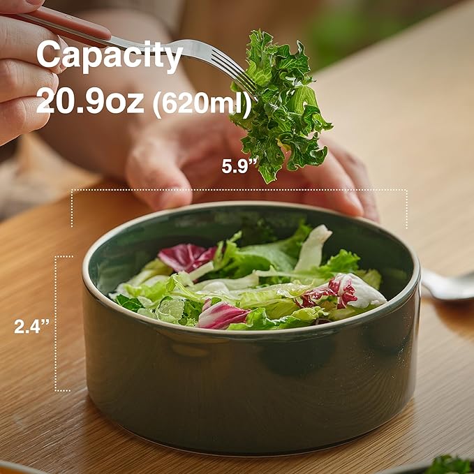 Odense Cereal & Soup Bowls (Set of 4) - Ceramic Bowls for Kitchen- For Cereal, Soup, Salad, Porridge - Modern & Minimal, Wide Round & Stackable - Microwave & Dishwasher Safe (Vanilla Cream)