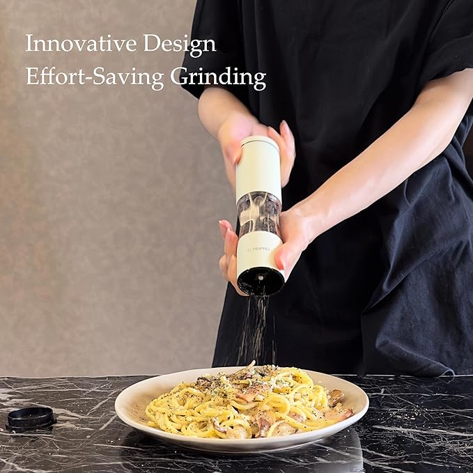 Salt and Pepper Grinder Set with Adjustable Coarseness | Manual Pepper Mill Grinder with Refillable Design | Ceramic Core | Kitchen Essential (2 Packs, Buttercream)