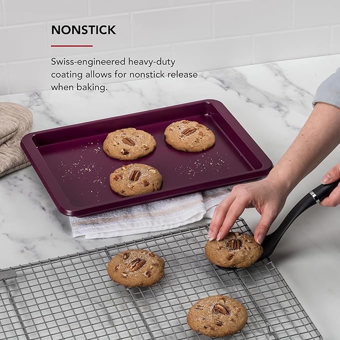 KitchenAid 9x13in Nonstick Aluminized Steel Baking Sheet, Beetroot