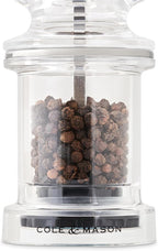 Cole & Mason 675 Refillable Spice Mill - Kitchen & Home Accessory - Table Pepper Grinder - Peppercorn Included - Acrylic - Pepper Mill 4.5"