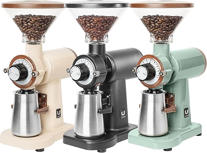 Urbanic 070s Electric Coffee Grinder (110~220v) / flat Titanium burr 60mm / 20 steps can be set (Beige) / (Made in Korea)
