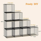 4-Tier Stackable Closet Organizers and Storage Basket, Shelves with Wood Top, Foldable Clothes Storage Bin/Cube Drawer Organizer for Wardrobe, Space-Saving, Closet Organization,Black(Patent Pending) ﻿
