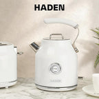 Haden Dorset 1.7 Liter Stainless Steel Electric Kettle, Hot Water Kettle with 360-Degree Base and Auto Shutoff, Ivory & Chrome