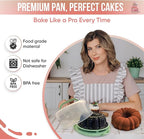 10 inch Bundte Cake Pan Nonstick with 12in Cake Carrier for Easy Transportation - Premium Fluted Cake Pans For Oven, Cake Mold, Moldes para Gelatinas
