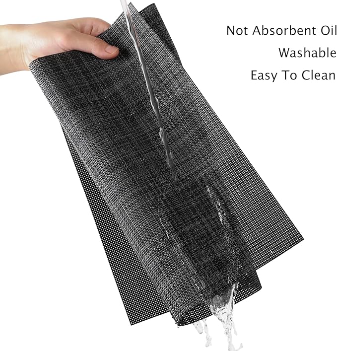 Myir JUN Placemats Set of 8, Vinyl Woven Placemats Place Mats Indoor Set of 8 Washable Table Mats Non-Slip Place mats for Dining Table (Dark Gray-Black, Set of 8)