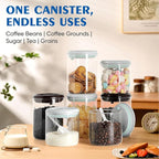Coffee Container - Kitchen Food Storage Container with One-Way CO2 Valve, Press-on Lid Glass Coffee Canister with Scoop UV Protection for Grounds, Beans, 11 oz Brown