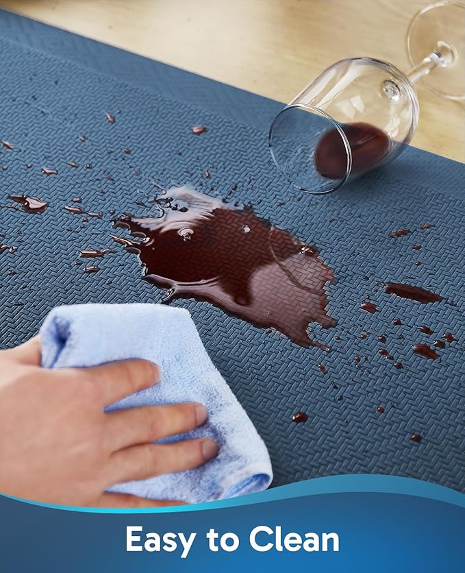 Ophanie Kitchen Mats for Floor, 3/4 inch Thick, Anti Fatigue Cushioned Mat, Kitchen Rugs, Waterproof, Comfort Ergonomic Standing Mat for Office, Home, Sink, 20x32 Blue Non-Slip Ridged Bottom