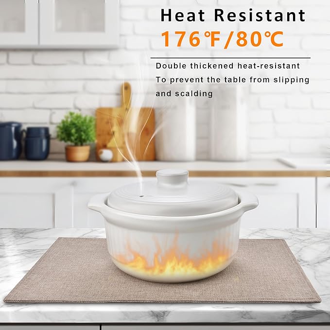 Cloth Placemats Set of 8 - Double Thickened Easy to Clean Linen Style Fabric Placemats - Machine Washable Placemats - Heat Resistant Non-Slip Table Mats (Natural Linen, 8)