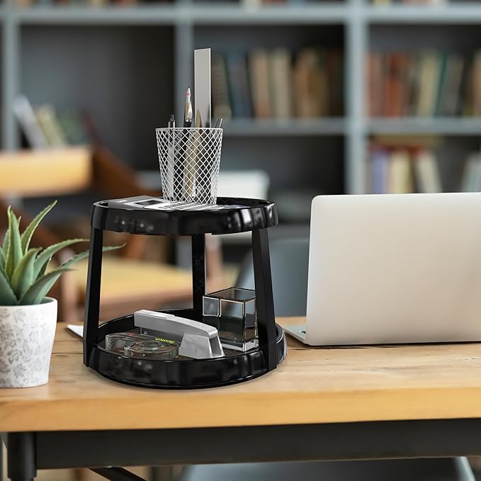 Simple Houseware 10-Inch 2 Tier Lazy Susan Multifunctional Organizer, Rustic Brown