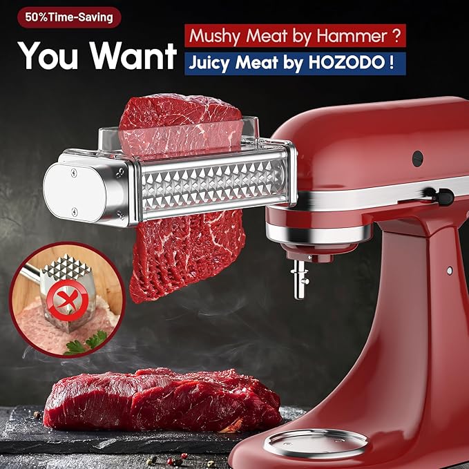 Meat Tenderizer for Kitchenaid Mixer, For Kitchen Aid Meat Tenderizer Attachment for Kitchenaid Stand Mixer, Fully Transparent Food Grade Plastic Cover by Hozodo