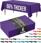 Exquisite 66% Thicker Premium Plastic Table Cloth Rectangle Table Cover 0.5 Mil 6 Pack Purple Table Cloth 54 Inch x 108 Inch Disposable Tablecloth Won't Tear Easily Like Cheap Thin Brands