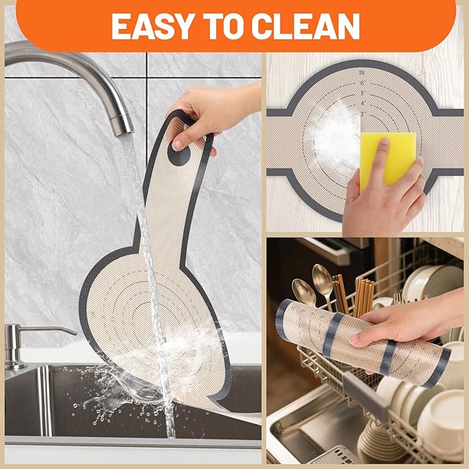 HOTEC Silicone Bread Sling for Dutch Oven - 2 Pack Non-Stick Baking Mat with Long Handle Easy to Transfer Sourdough Bread, Reusable Heat Resistant to 500°F/260°C Dutch Oven Liners Baking Supplies