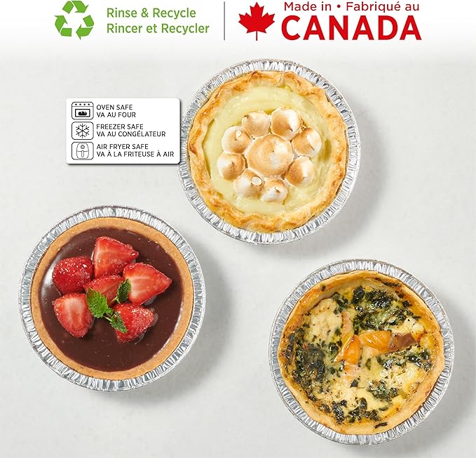 Starfrit (50-Pack 5” Deep Tart or Pie Plates (12.7 cm) - Recyclable - Disposable - Oven & Freezer Safe - Perfect for Baking Tarts & Pies