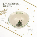 Spode Christmas Tree Dip Bowls - Set of 2, Naughty and Nice, 4-Inch Ceramic Serving Bowls for Holiday Dips, Snacks, Nibbles - Festive Tableware Christmas Tree Design - Dishwasher & Microwave Safe
