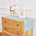 Solino Home Linen Ice Water Table Runner 48 Inches - 100% Pure Linen Farmhouse Short Table Runner 14 x 48 Inch Ideal for Dresser and Coffee Tables - Summer - Fete