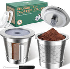 Reusable K Cups for Keurig 1.0，Stainless Steel K Cup Reusable Coffee Pods Compatible with Keurig 1.0，Metal Keurig Reusable Coffee Pods with Upgrade Double-layer fine mesh Design（2 Pack）