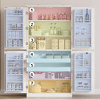 IRONCK Kitchen Pantry Storage Cabinet 72.8" H, 4 Barn Doors with Storage Rack, 4 Adjustable Shelves, Freestanding Cupboard for Dining Room Living Room, Laundry, White