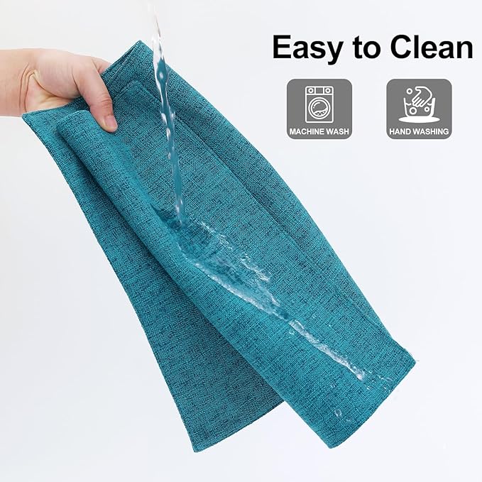 Homaxy Cloths Placemats for Dining Table Set of 4, Heat Resistant Washable Cotton Linen Blend Table Mats, Easy to Clean Place Mats for Indoor Outdoor Party Kitchen Decoration, 13" x 19", Teal
