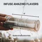 Vesmoon Vessence 24 Oz Stainless Steel Tea Infuser Bottle for Loose Leaf Tea, Water, Herbs, Fruits - Triple Layered Insulated, Leak Proof Bottle with Lid and Clip Handle - 24 Hours Hot/Cold