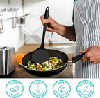 E-far Silicone Cooking Utensils Set, 25 Piece Kitchen Utensils with Holder, Non Toxic Kitchen Tools Spatula, Turner, Spoon, Ladle for Nonstick Cookware, Heat Resistant & Dishwasher Safe - Black