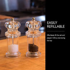 COLE & MASON 505 Salt and Pepper Grinder Set - Clear Acrylic Mills Includes Precision Mechanisms and Premium Sea Salt and Peppercorns