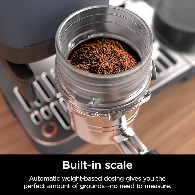 Ninja Luxe Café Premier Series, Espresso Machine, Drip Coffee Maker & Rapid Cold Brew, Integrated Grinder, Assisted Tamper, Hands-Free Frother, for Cappuccinos & Lattes, Cyberspace, ES601CY