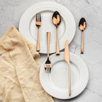 Alata Bailey Rose Gold 20-Piece Forged Stainless Steel Flatware Set Cutlery Set, Service for 4, Silver Finish, Dishwasher Safe