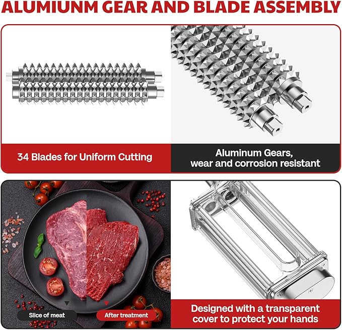 Meat Tenderizer Attachment for Kitchenaid Stand Mixer, Meat Tenderizer Machine for Kitchenaid Mixer Accessories, Meat Tenderizer with Stainless Steel Gears by Cofun