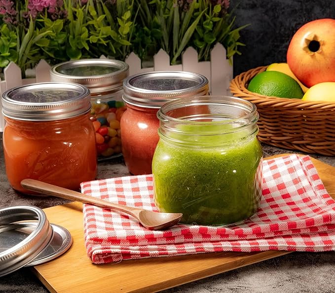 12PCS Wide Mouth Mason Jars 16oz with Airtight Lids and Bands, Canning Jars with Crystal Glass for Food Storage, Spice Jars, Canning, DIY Projects, Jam, Jelly, Honey, Preserving, Drinking
