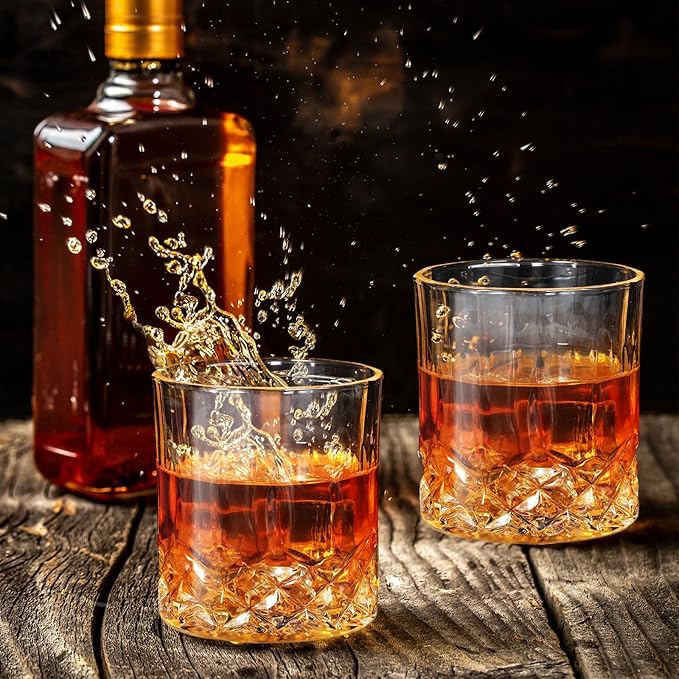 Yaomiao 16 pack Old Fashioned Whiskey Glasses Bulk 10 oz Bourbon Cocktail Rocks Glasses for Whiskey Bourbon Liquor and Cocktail Drinks Gift (10 oz,16)
