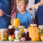 Canning Jar Lifter, Canning Tongs Jar Lifter, Canning Tools, Canning Supplies, Stainless Steel Jar Lifter with Rubber Grip Handle for Home Kitchen, Red