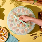 Classy Deviled Egg Carrier with Handles - Tray Platter for Holidays, Parties - Portable 22 Egg Container - Dishwasher-Friendly - Green