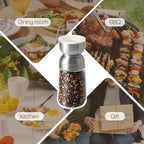 Vucchini Pepper Grinder Salt Grinder Manual - External Adjustable Coarseness with 6 Settings Stainless Steel Spice Grinder Mill Ceramic Burr Large Capacity 9 oz Ideal for Kitchen