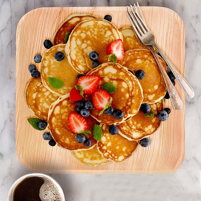 Raj Palm Leaf Plates Bulk [50-Pack] 10" Square Plates (3 CASES - 150 PACK) like Bamboo plates Disposable, Strong, Decorative Compostable Tableware for weddings, Lunch, Dinner, Birthday, Camping