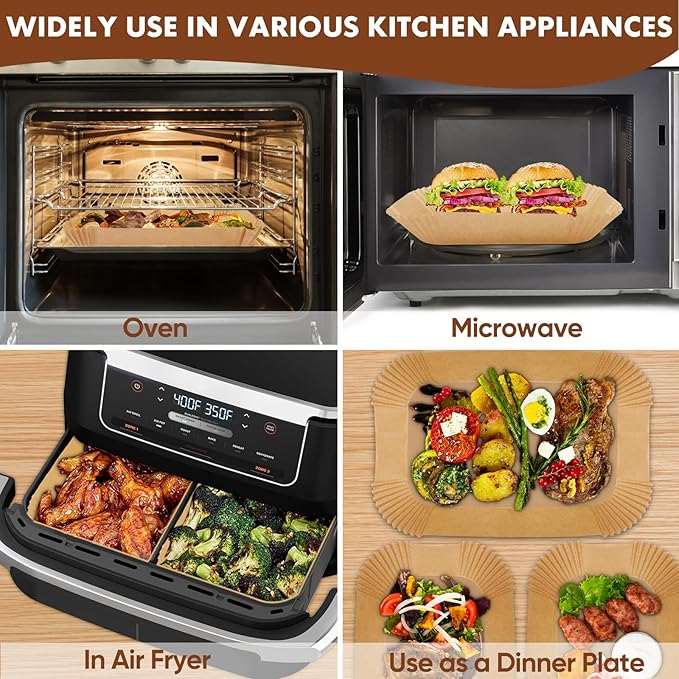 Air Fryer Liners Disposable 150Pcs for Ninja Foodi DZ071 7-Qt/11-Qt/Instant 9 Qt Dualzone Flex Basket Air Fryer,100Pcs Small Airfryer Liners for Dualzone Flexbasket & 50Pcs Air Fryer Parchment Paper