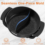 Stariver 6L Electric Hot Pot with Divider - Dual-Flavor Fondue & Shabu Shabu Pot, 1360W with 5-Temp Control, Non-Stick & BPA-Free, Perfect for Family Dinners & Parties