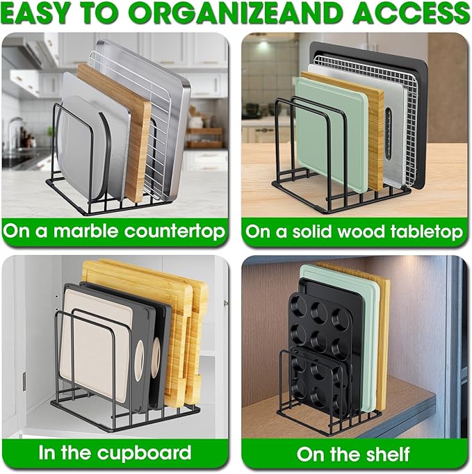 5-Tier Dish Rack & Cutting Board Organizer – 5-Tier Metal Rack for Cutting Boards, Bakeware, Trays – Space-Saving Kitchen Storage, Rust-Resistant Dish Organizer for Cabinets, Countertops & Pantry